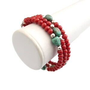 MG MICHAEL GOLAN Coral & turquoise expandable wrap bracelet